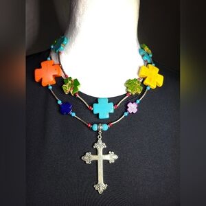 Native Art Cross Necklace